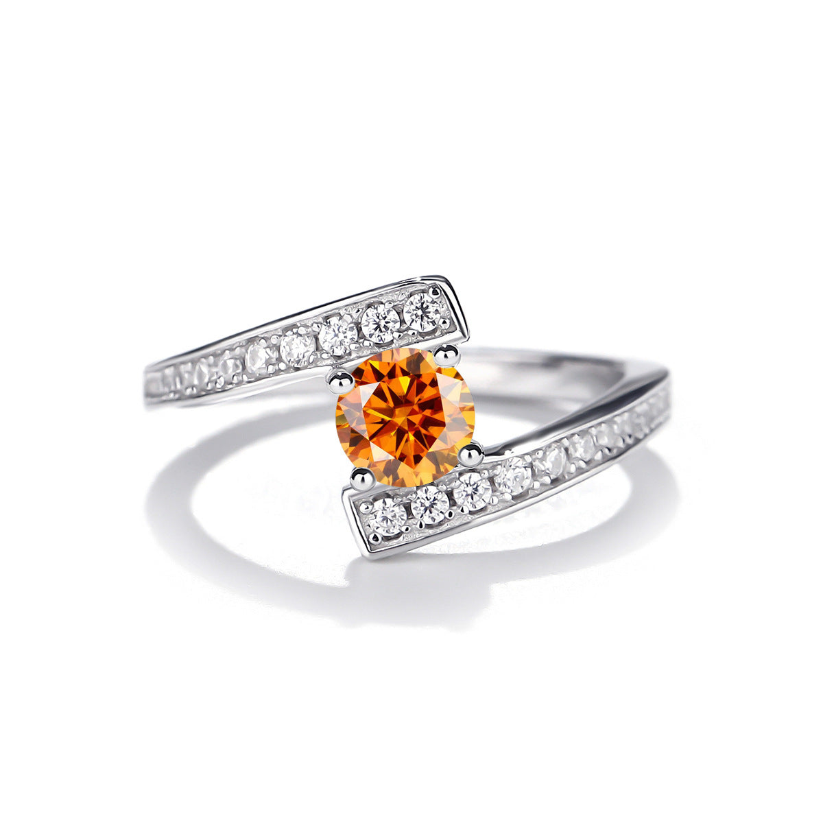 Star Trail Moissanite Ring S925 for women Orange