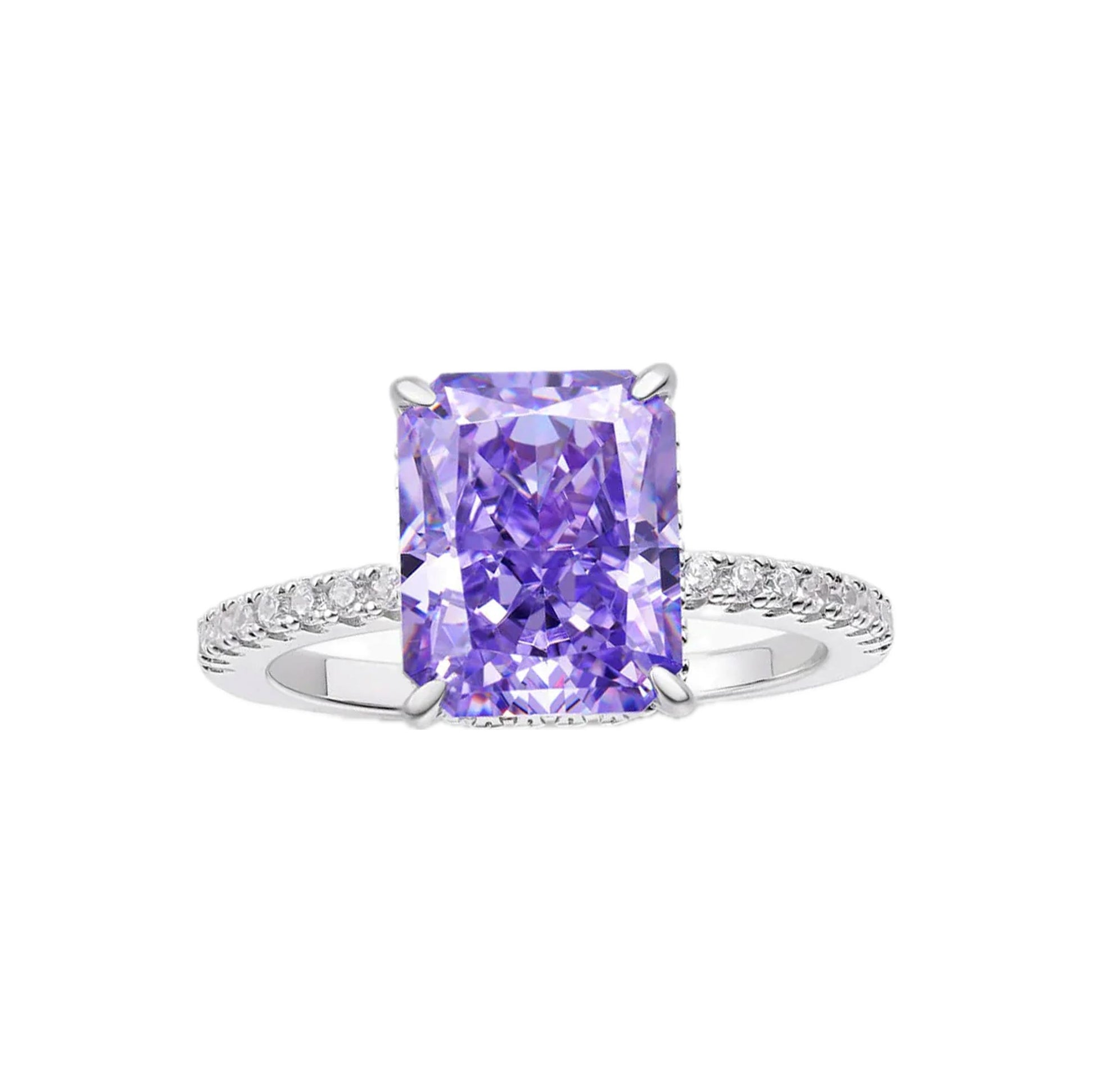 4ct Elegant Cushion Cut Lavender Amethyst Ring