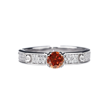 [#182] "Solara" Garnet Ring, 0.5ct Moissanite
