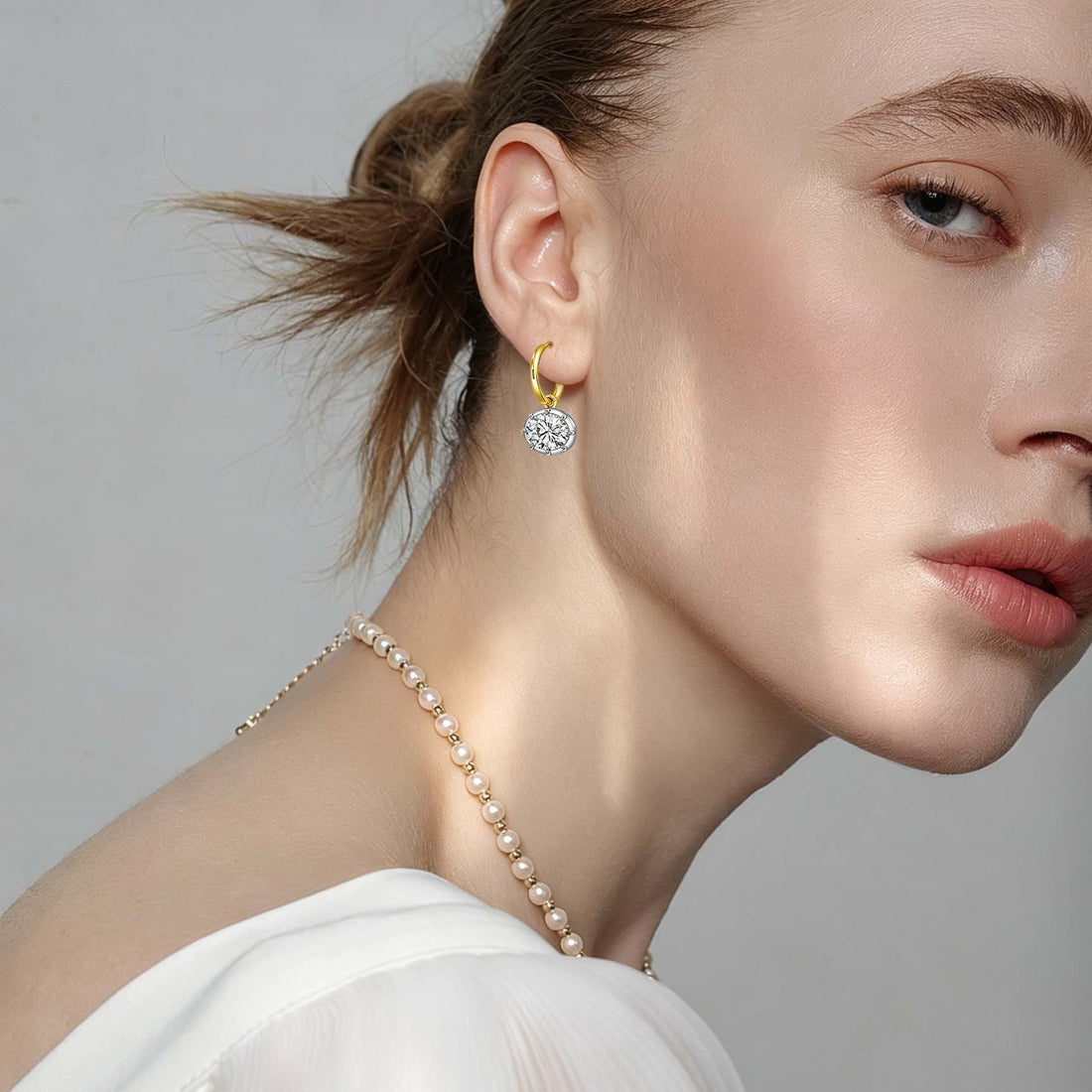 18K Gold Plated 925 Sterling Silver Oval Cut Moissanite Dangle Huggie Hoop Earrings for Women