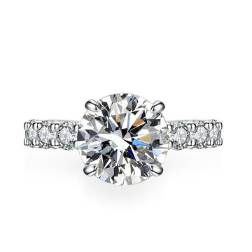 3ct Moissanite Ring with Surrounding Diamond S925 Front