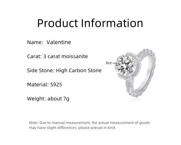 3ct Moissantie Valentine's Ring S925 for Women Product Information