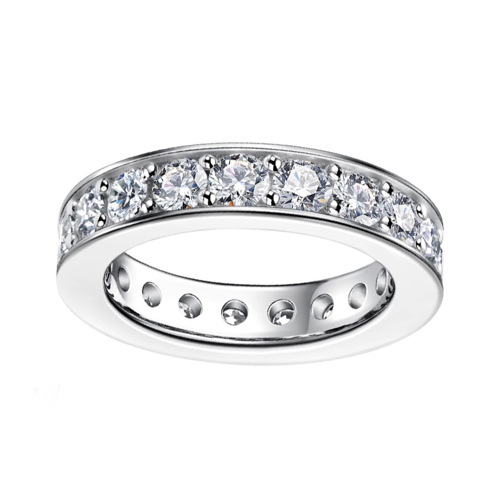 Channel-Set Moissanite Wedding Band Round Brilliant Cut S925  Front