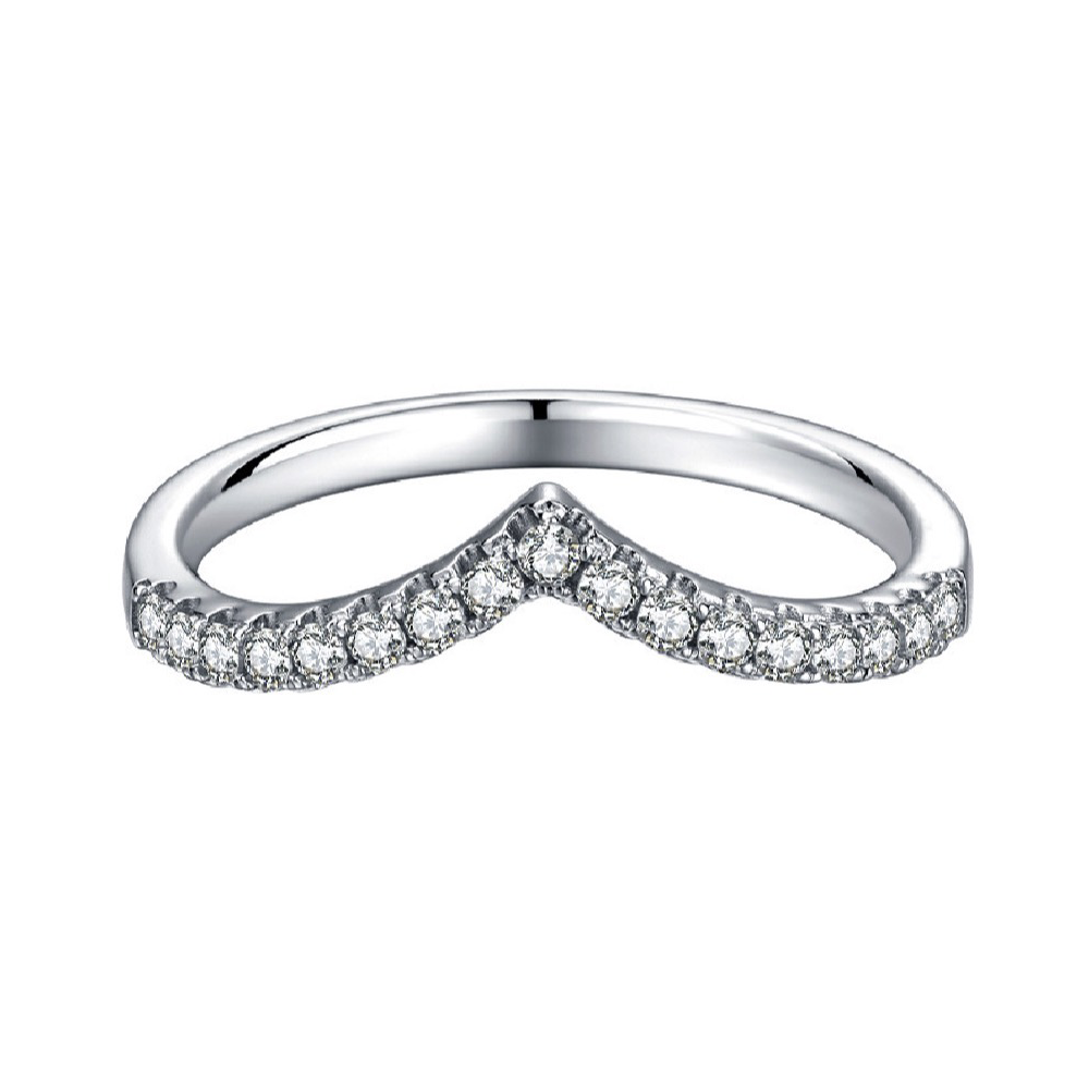 Letter V-Shaped Moissanite Wedding Band for Women S925 Front