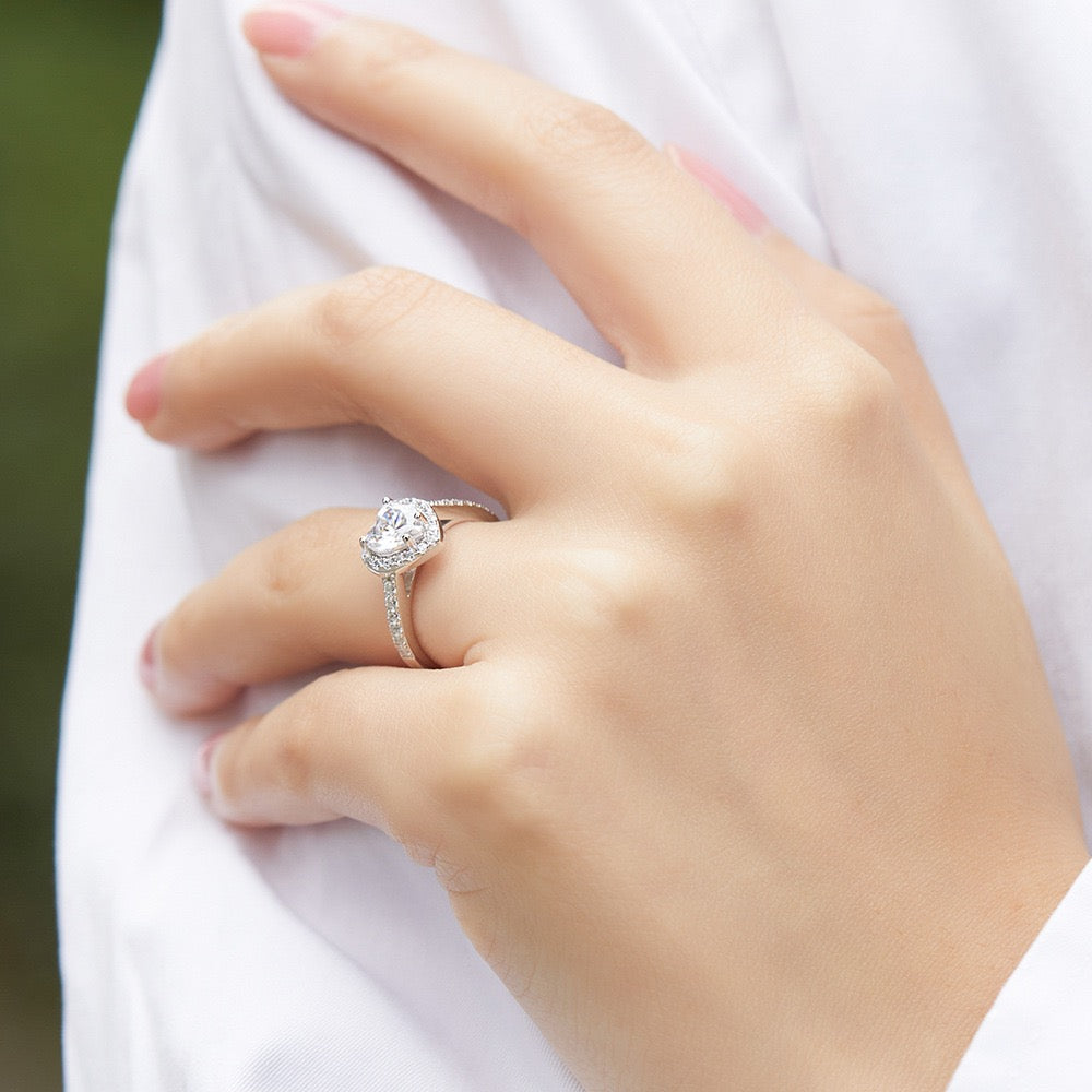 1ct Heart Cut 'Hearth' Ring with Moissanite for women on hand right side