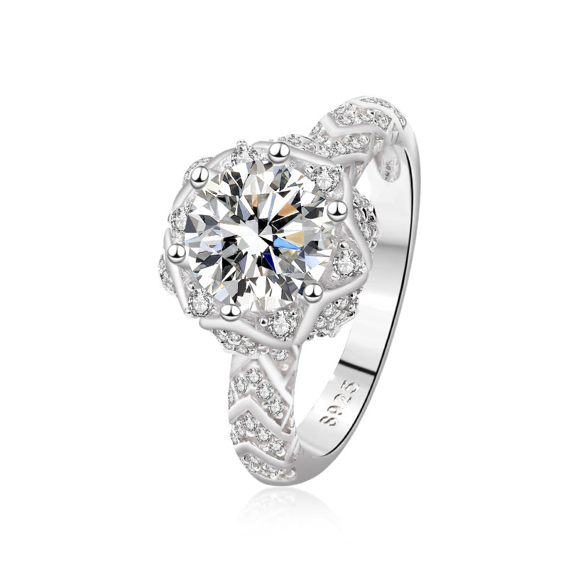 2ct Moissanite Lotus Ring S925 Front