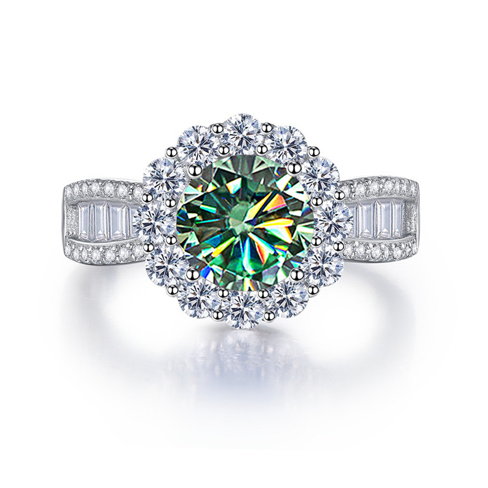 2ct Moissanite PAVÉ AMOR Ring for women S925 Green