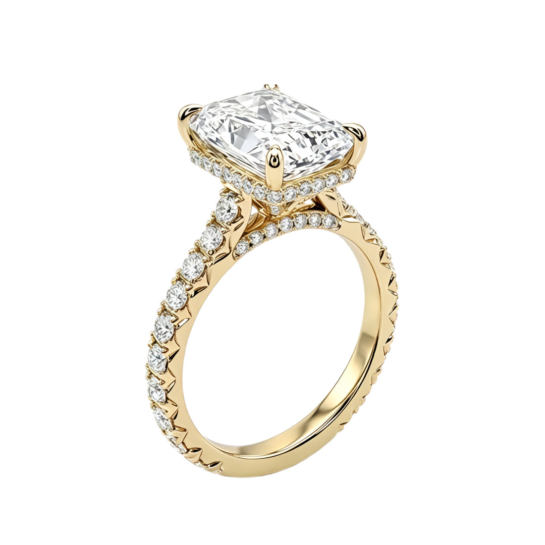 4.0ct Radiant Cut High Carbon Diamond Engagement Ring in 18K Gold Plated
