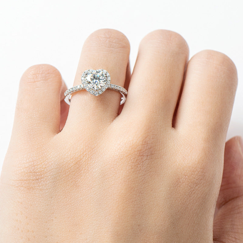 [#M241]  1Carat Fashion Heart Moissanite Micropavé Engagement Rings「S925」