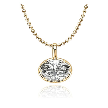 18K Gold Plated 925 Sterling Silver 2.0ct East-West Oval Cut Moissanite Pendant Necklace