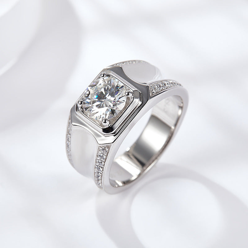 1/2ct Moissanite Night Ring for men S925 Front