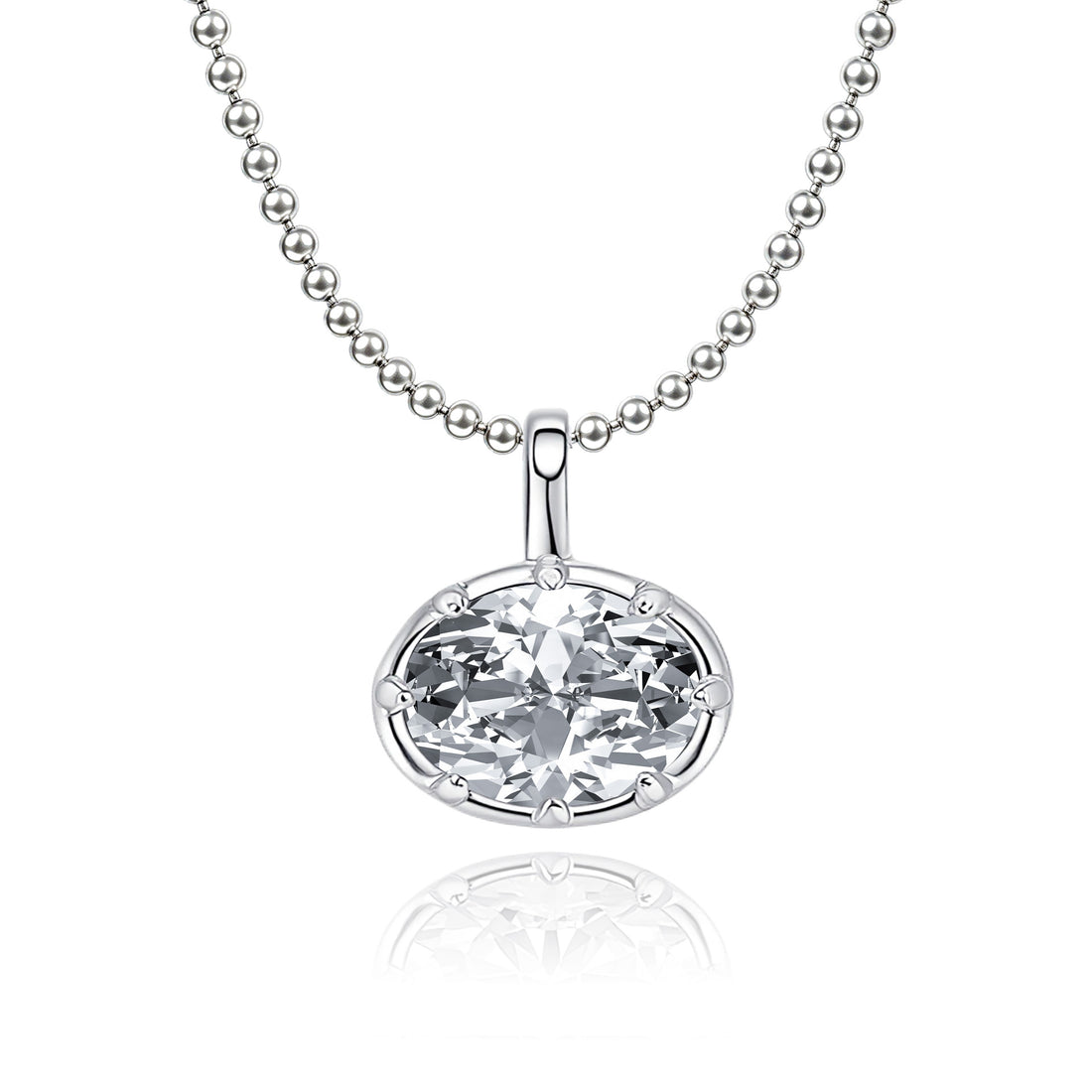 18K Gold Plated 925 Sterling Silver 2.0ct East-West Oval Cut Moissanite Pendant Necklace