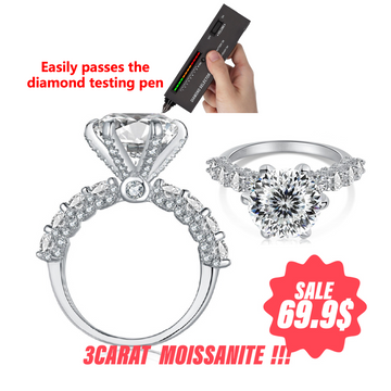 [#M223] 3ct Queen's Crown Moissanite Ring「S925」