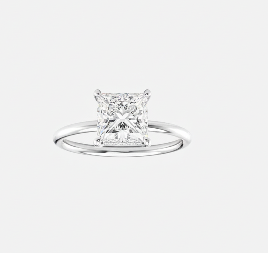 Solitaire Moissanite Ring | 4ct Stone  | Radiant Cut | Princess Cut