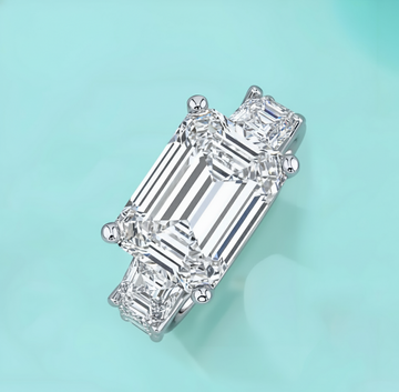 Vintage Art Deco 10ct Radiant|Emerald Cut Moissanite Ring