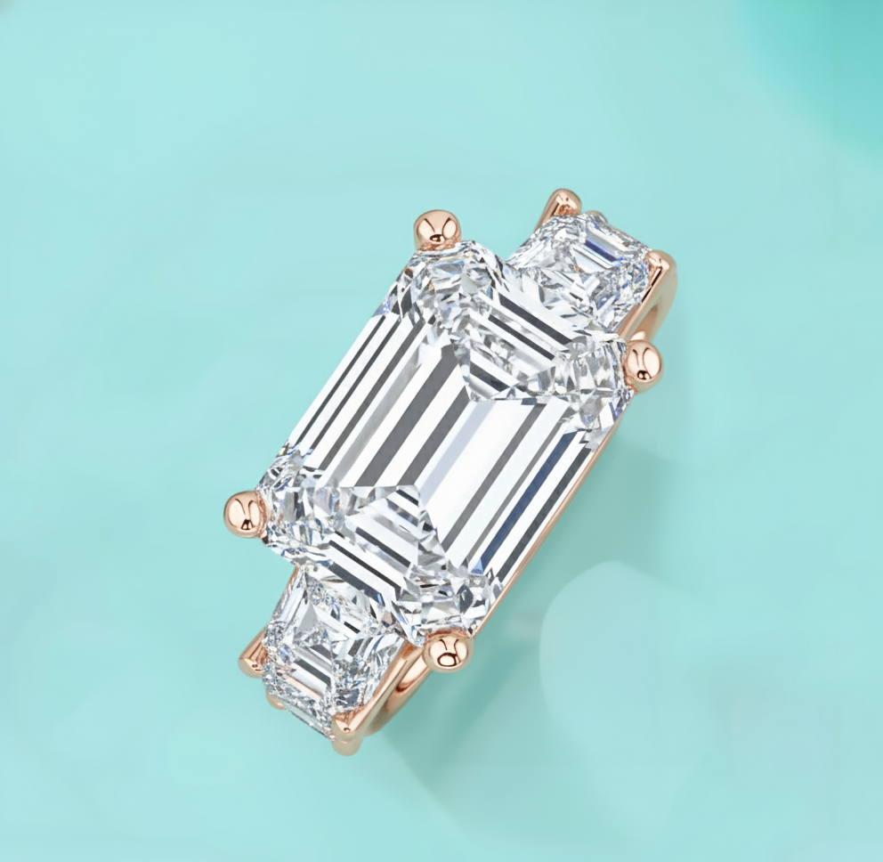 Vintage Art Deco 10ct Radiant|Emerald Cut Moissanite Ring