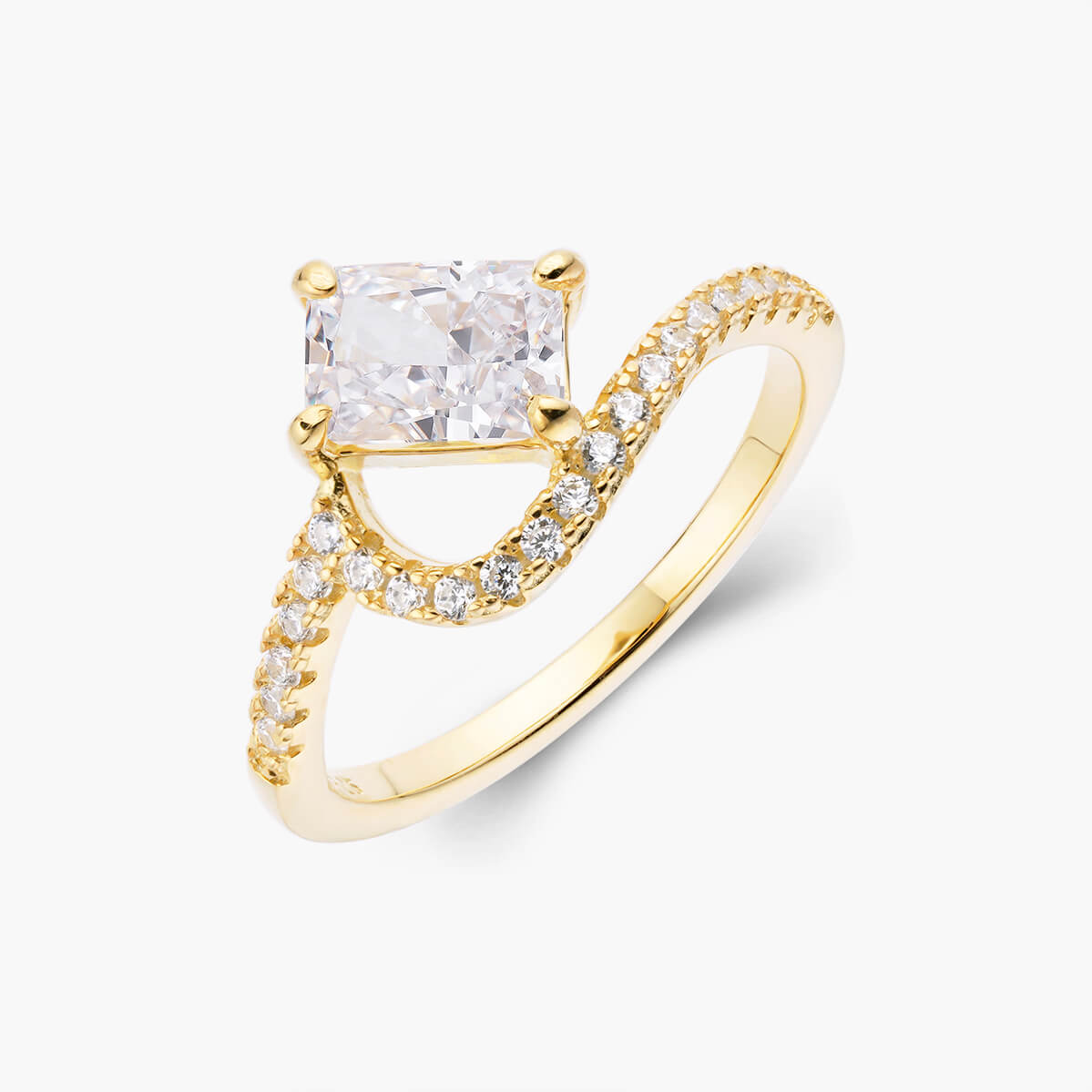 Pavé Vagues Ring with White stone and gold