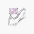 Pavé Vagues Ring with Pink stone and platinum