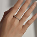 Petite Round Brilliant Cut Ring Band for Women S925 Platinum/Gold on hand